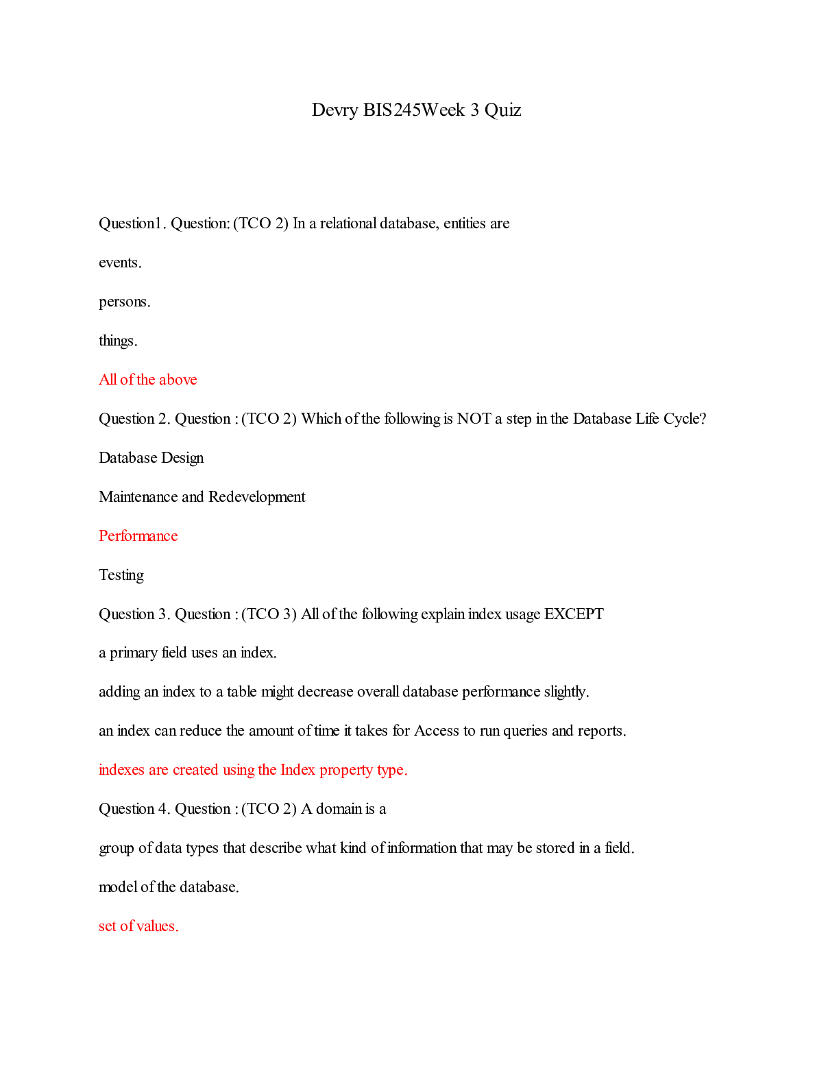 Preview of Devry BIS245Week 3 Quiz/Devry BIS245Week 3 Quiz